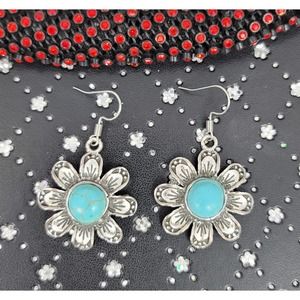 Turquoise Flower Drop Earrings